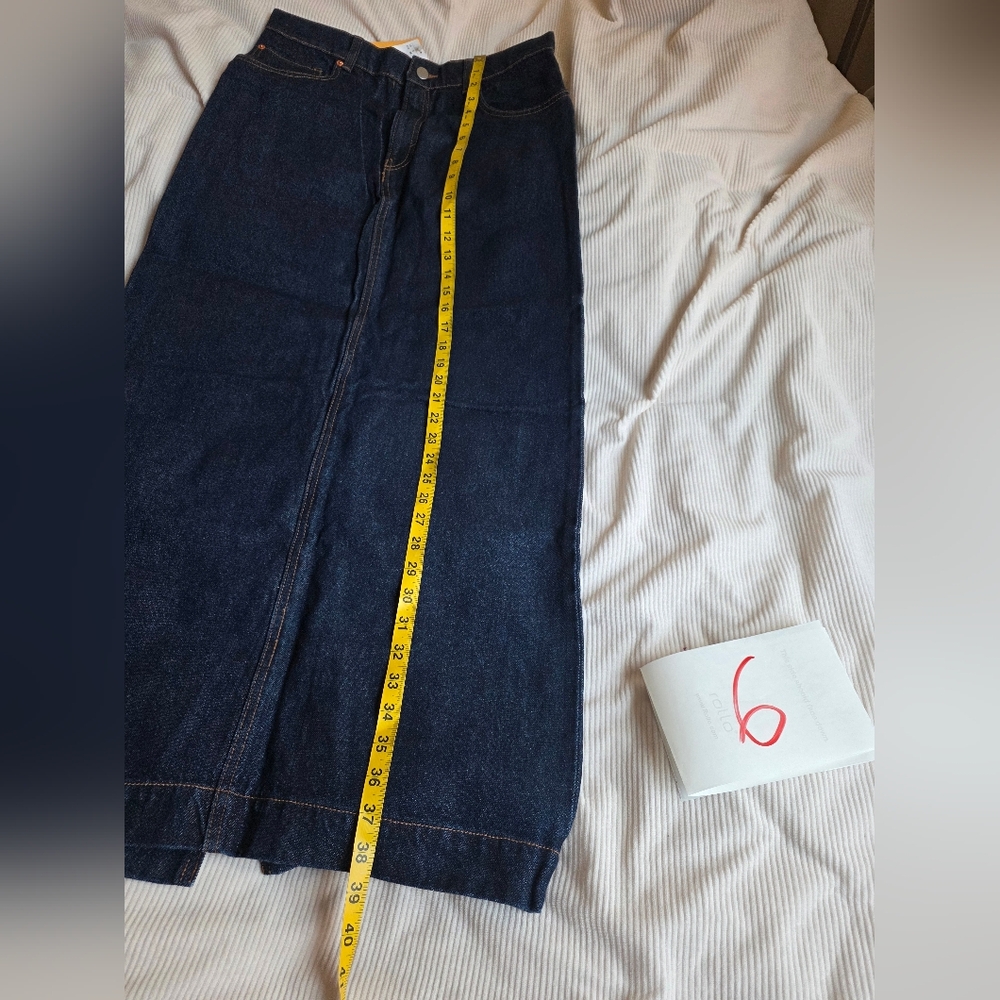 H&M Denim long skirt maxi topstitched dark blue size 6, 10 BNWT - Picture 7 of 15